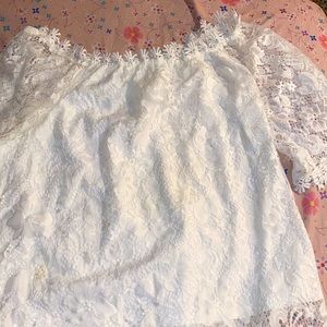 Off the shoulder long sleeve flower top